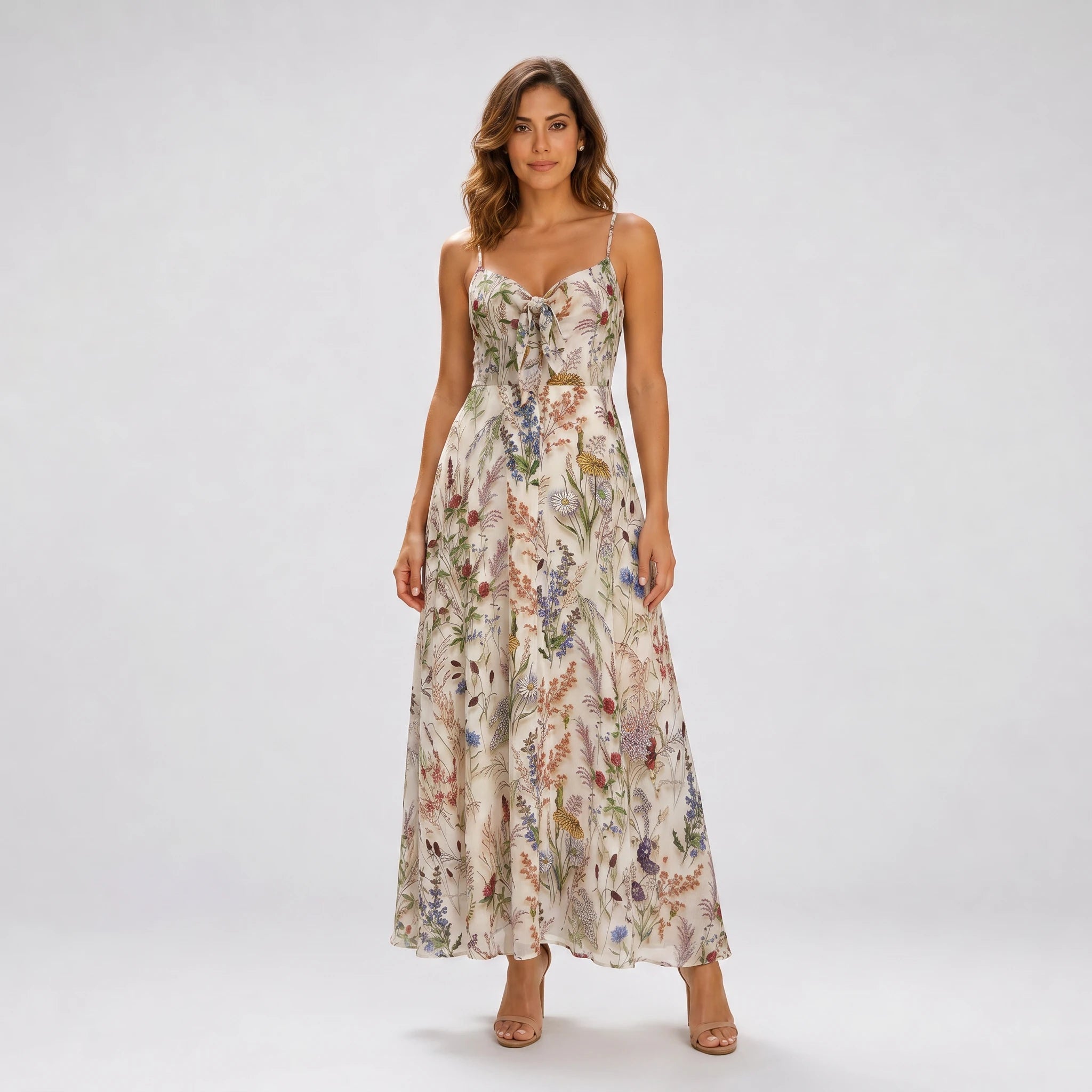 Floral Tie Front Maxi Dress WHD0606037