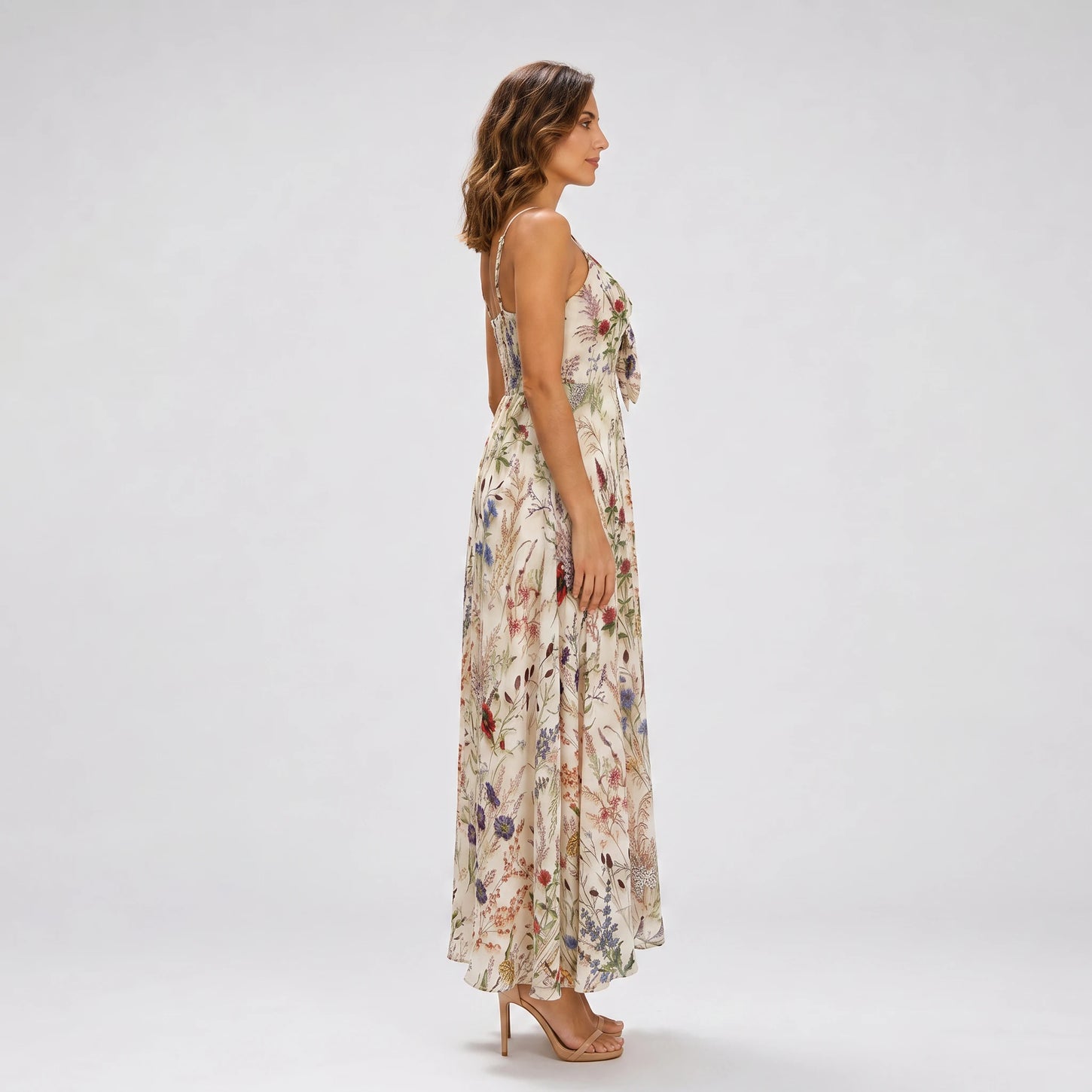 Floral Tie Front Maxi Dress WHD0606037