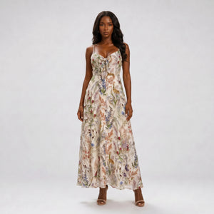 Floral Tie Front Maxi Dress WHD0606037