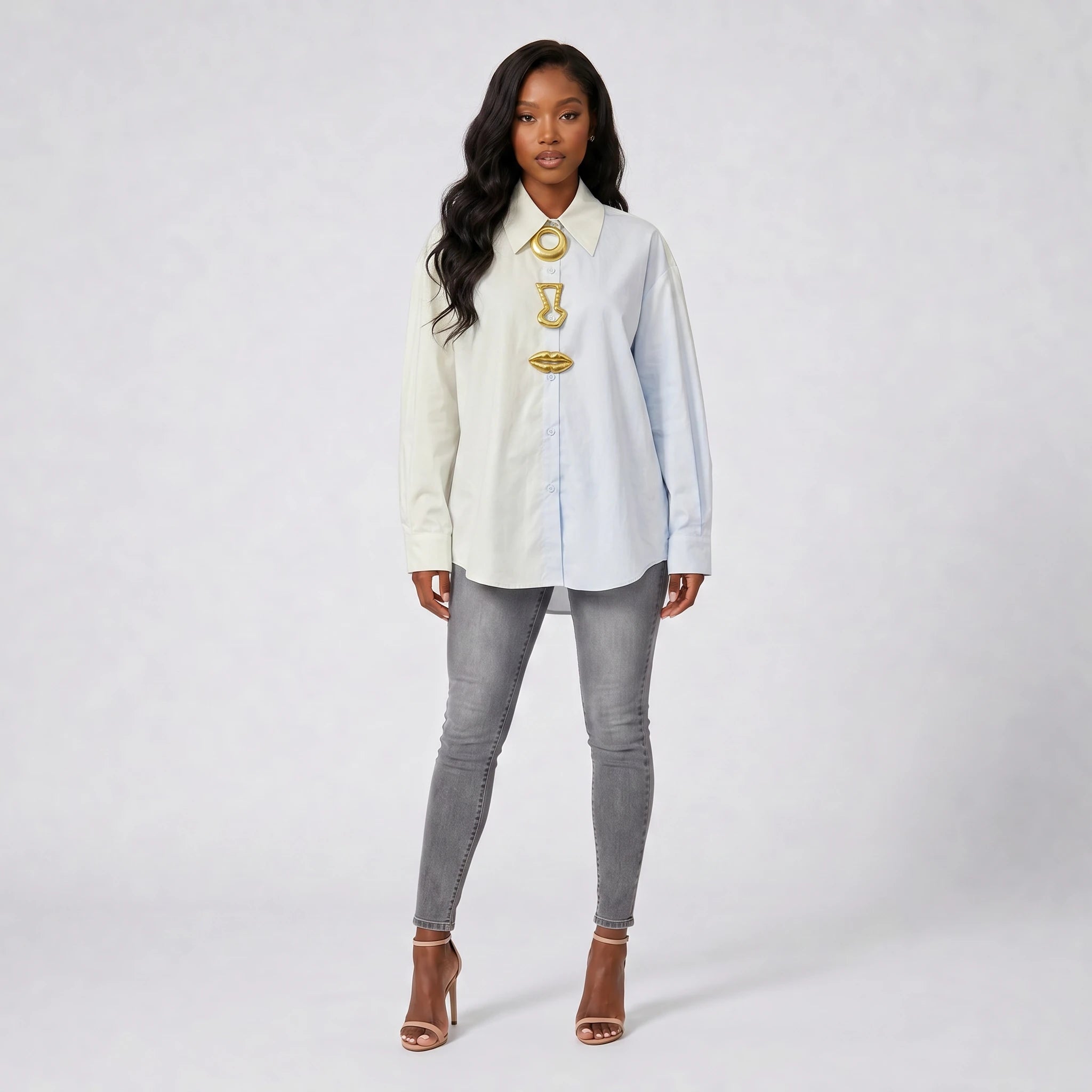 Gold Detail White Shirt WHD0606039