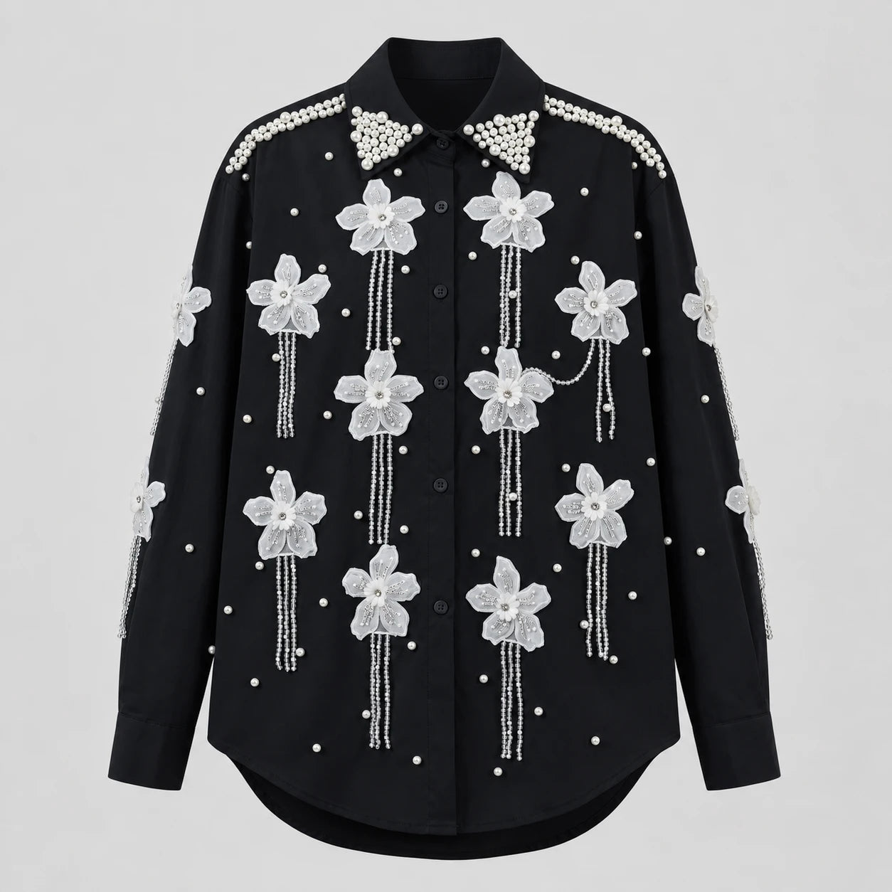 Pearl Floral Appliqué Shirt WHD0606040