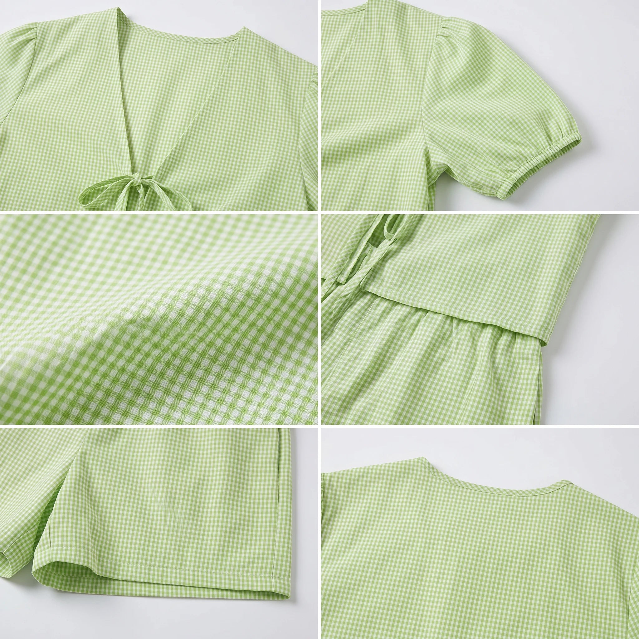 Gingham Tie Front Romper WHD0606041