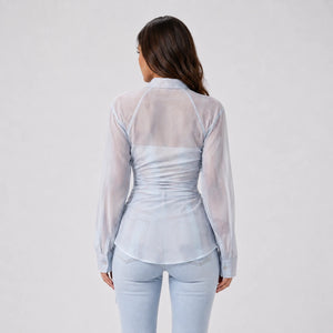 Sheer Layered Wrap Shirt WHD0606043
