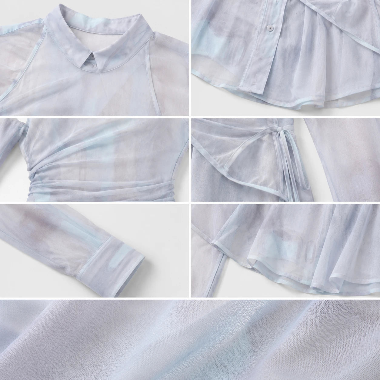 Sheer Layered Wrap Shirt WHD0606043