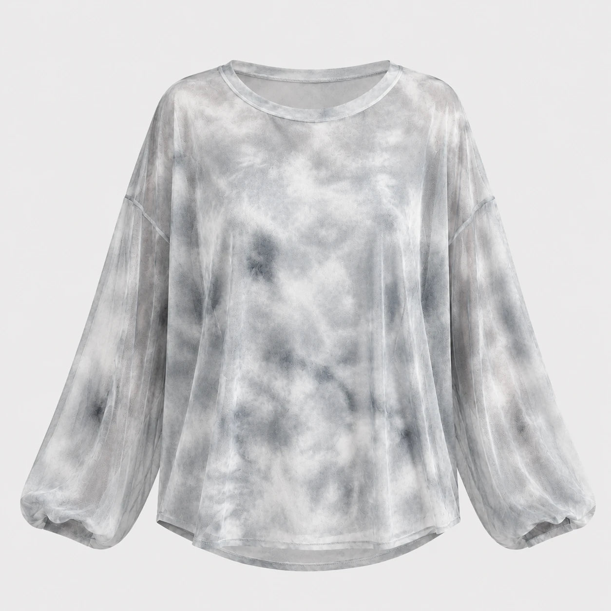 Gray Tie-Dye Long Sleeve Tee WHD0606044