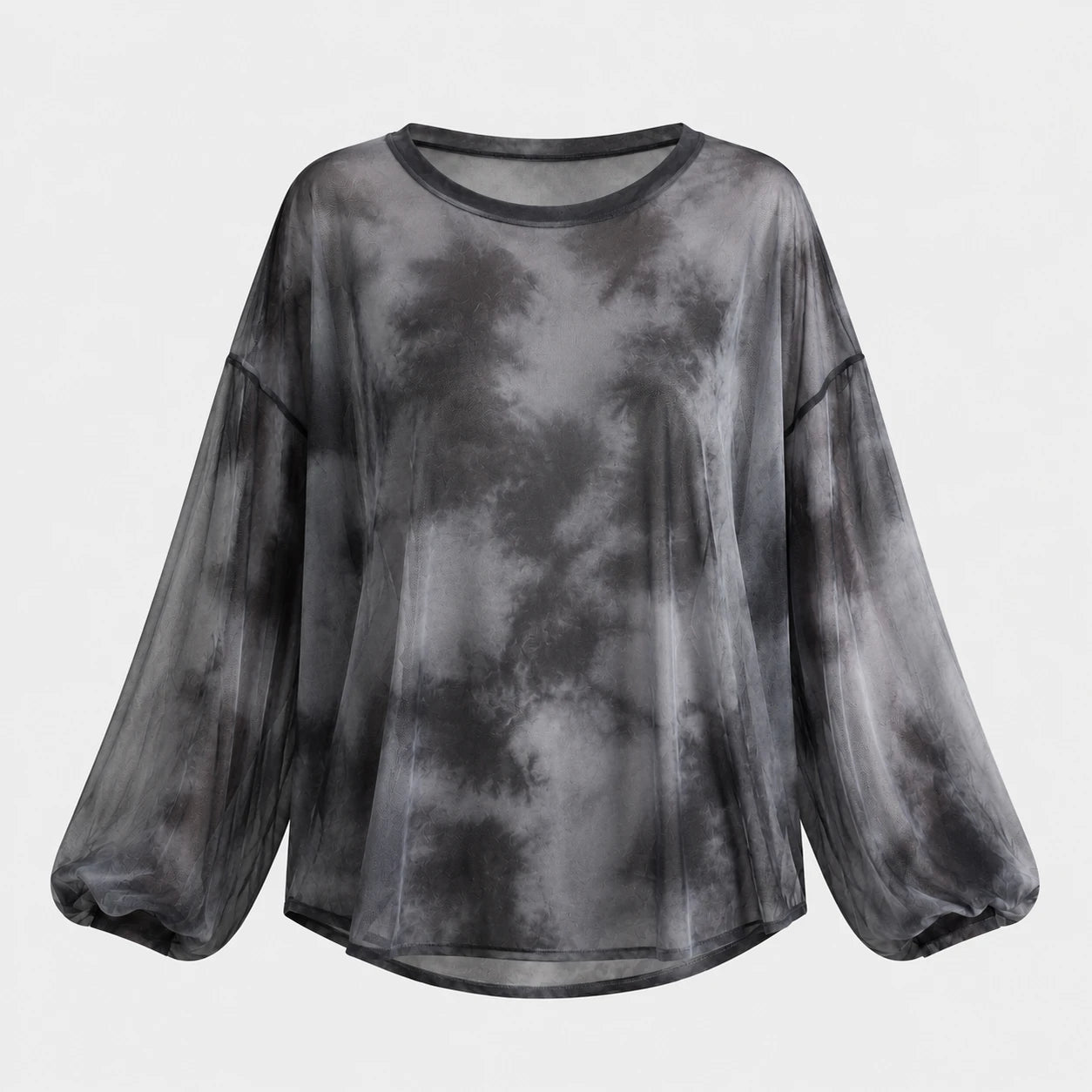 Gray Tie-Dye Long Sleeve Tee WHD0606044