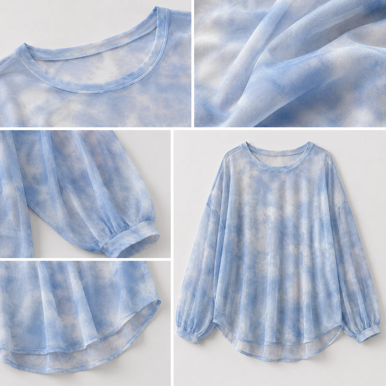 Gray Tie-Dye Long Sleeve Tee WHD0606044