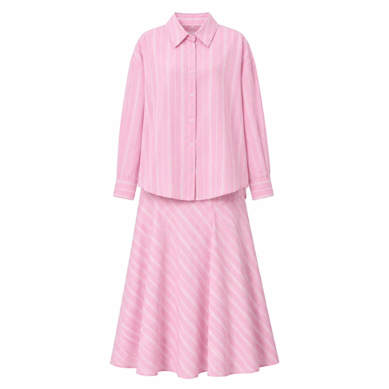 Pink Stripe Shirt Skirt Set WHD0606045