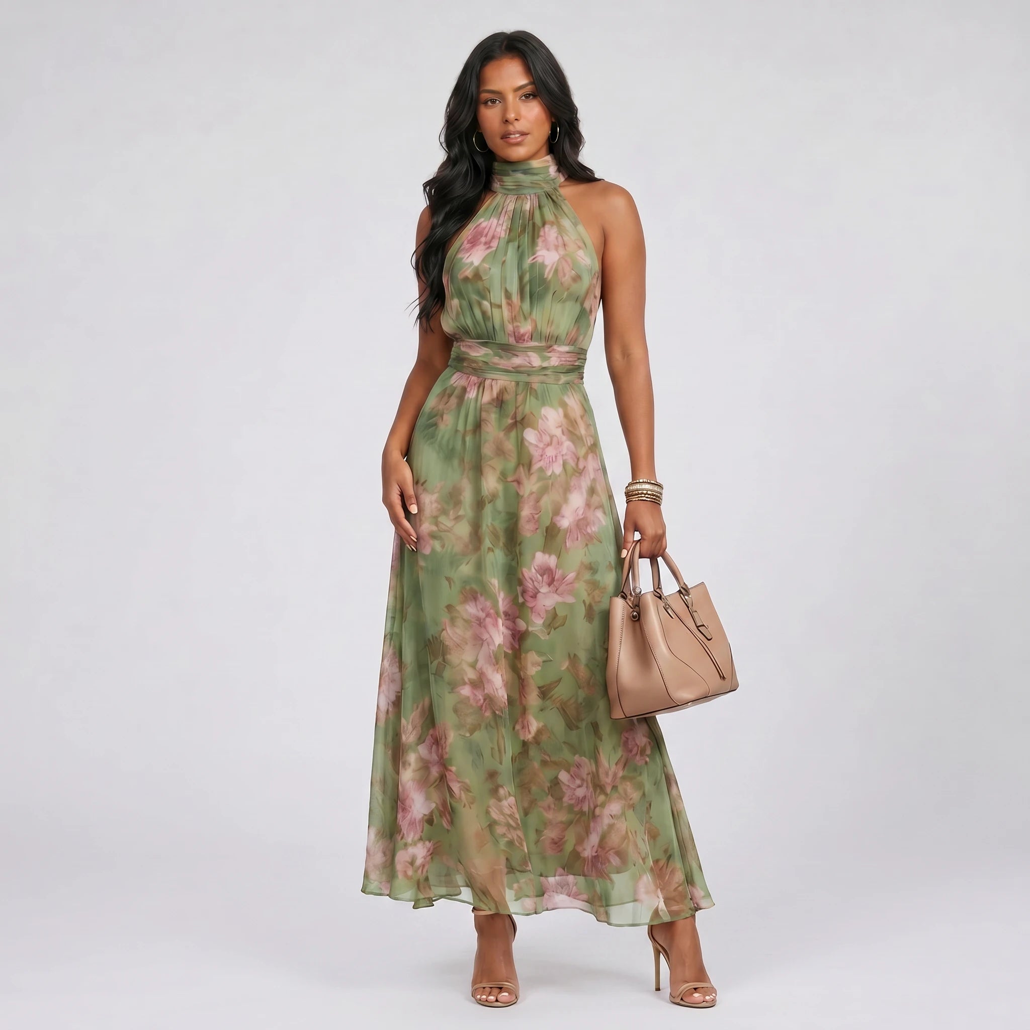 Floral Halter Maxi Dress WHD0606048