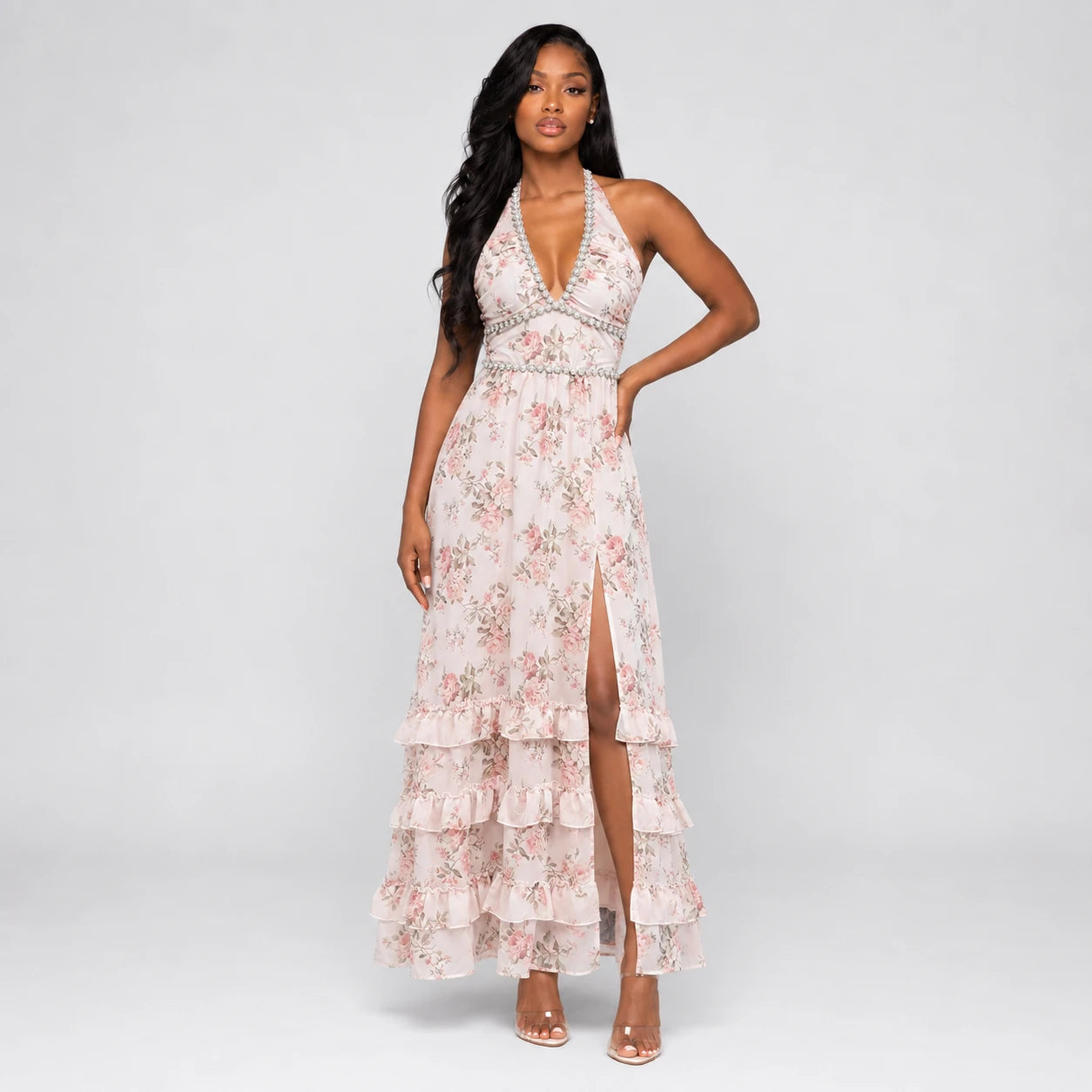 Floral Halter Maxi Dress WHD0606049