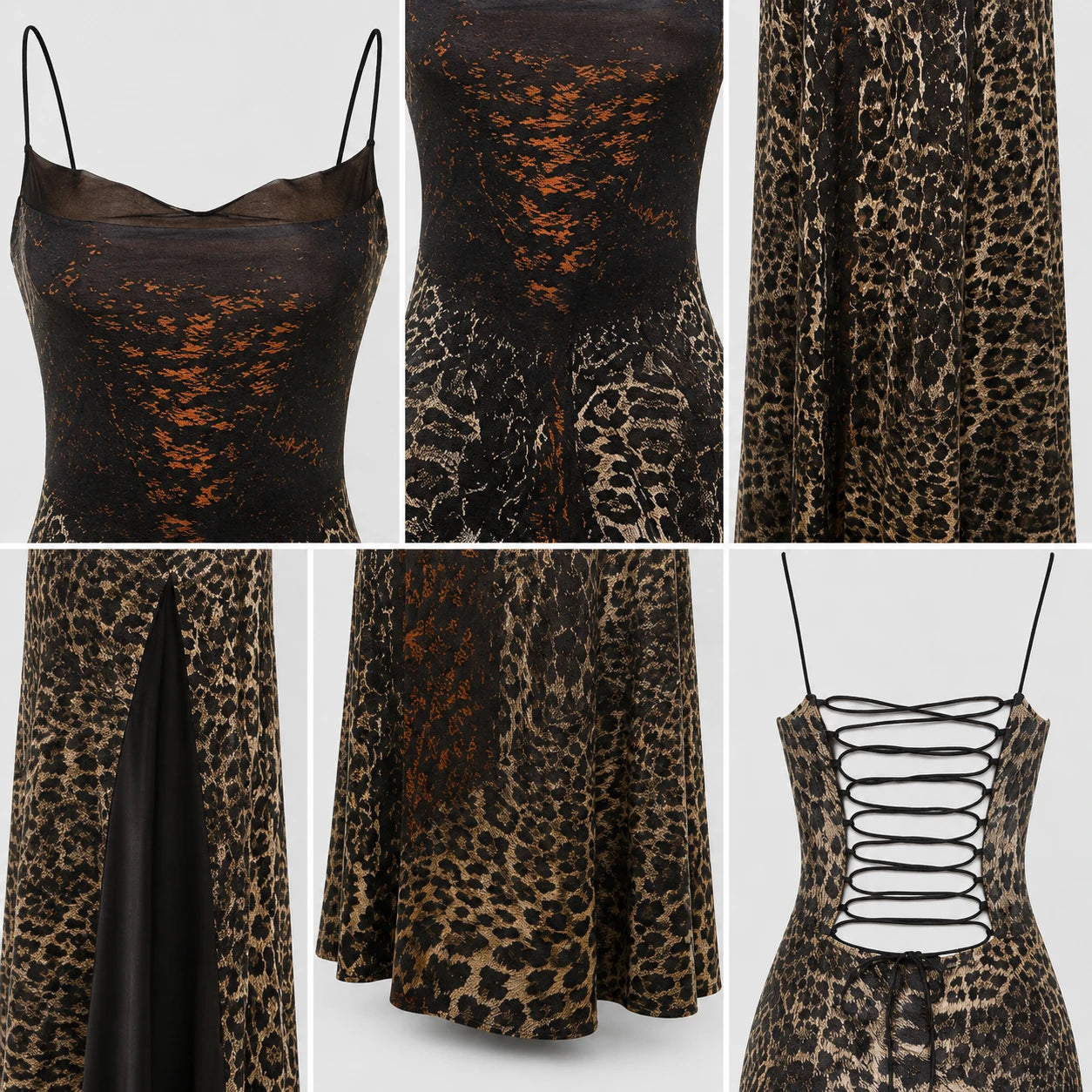 Leopard Lace-Up Maxi Dress WHD0606050