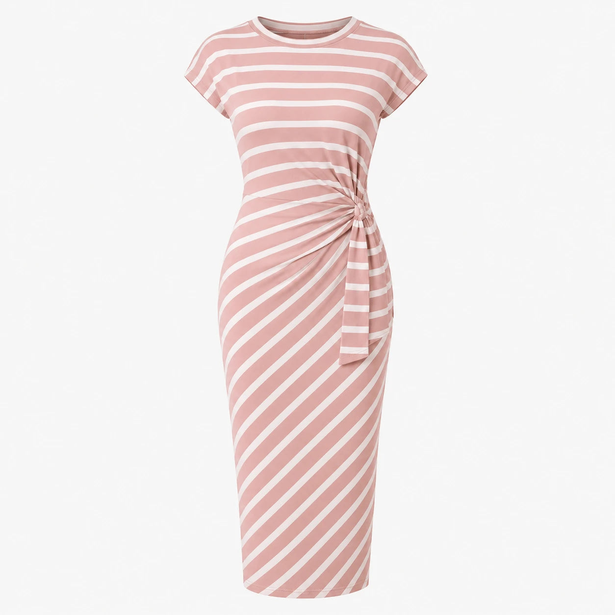 Striped Twist Waist Midi Dress WHD0606053