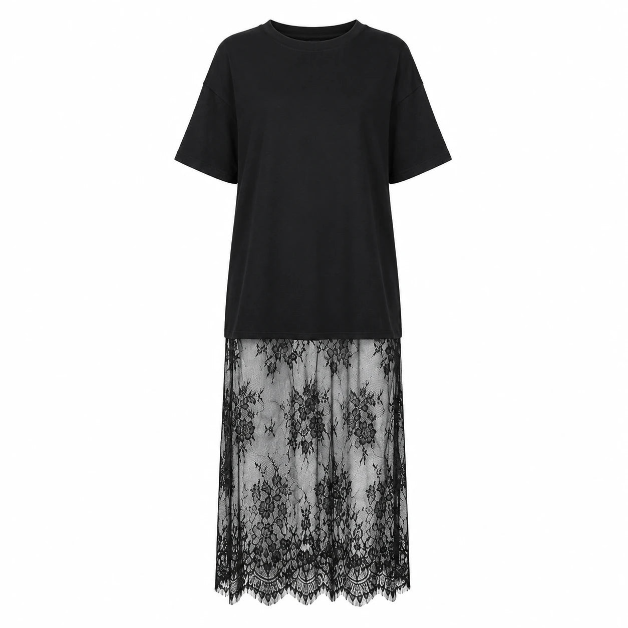 Lace Hem T-Shirt Dress WHD0606056