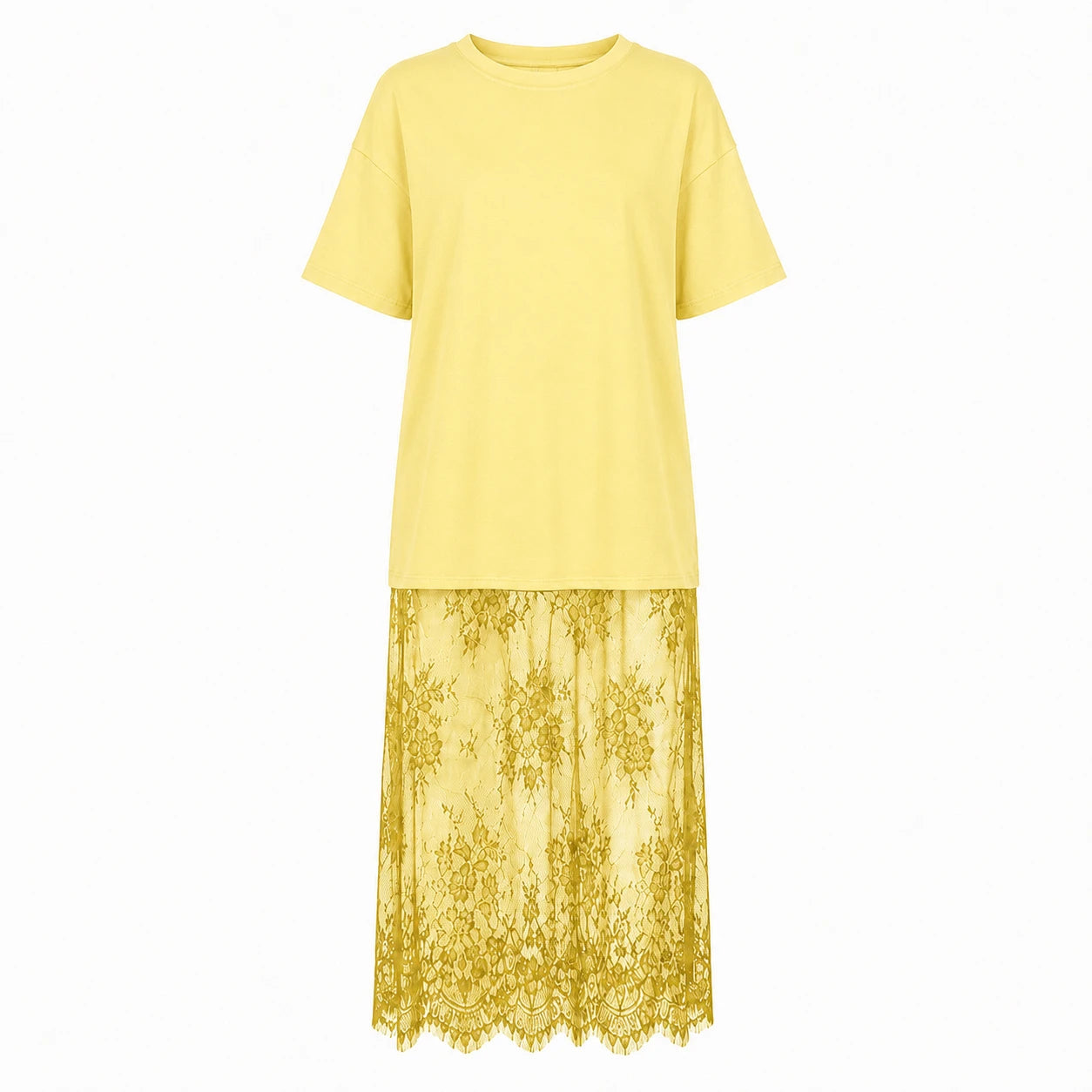 Lace Hem T-Shirt Dress WHD0606056