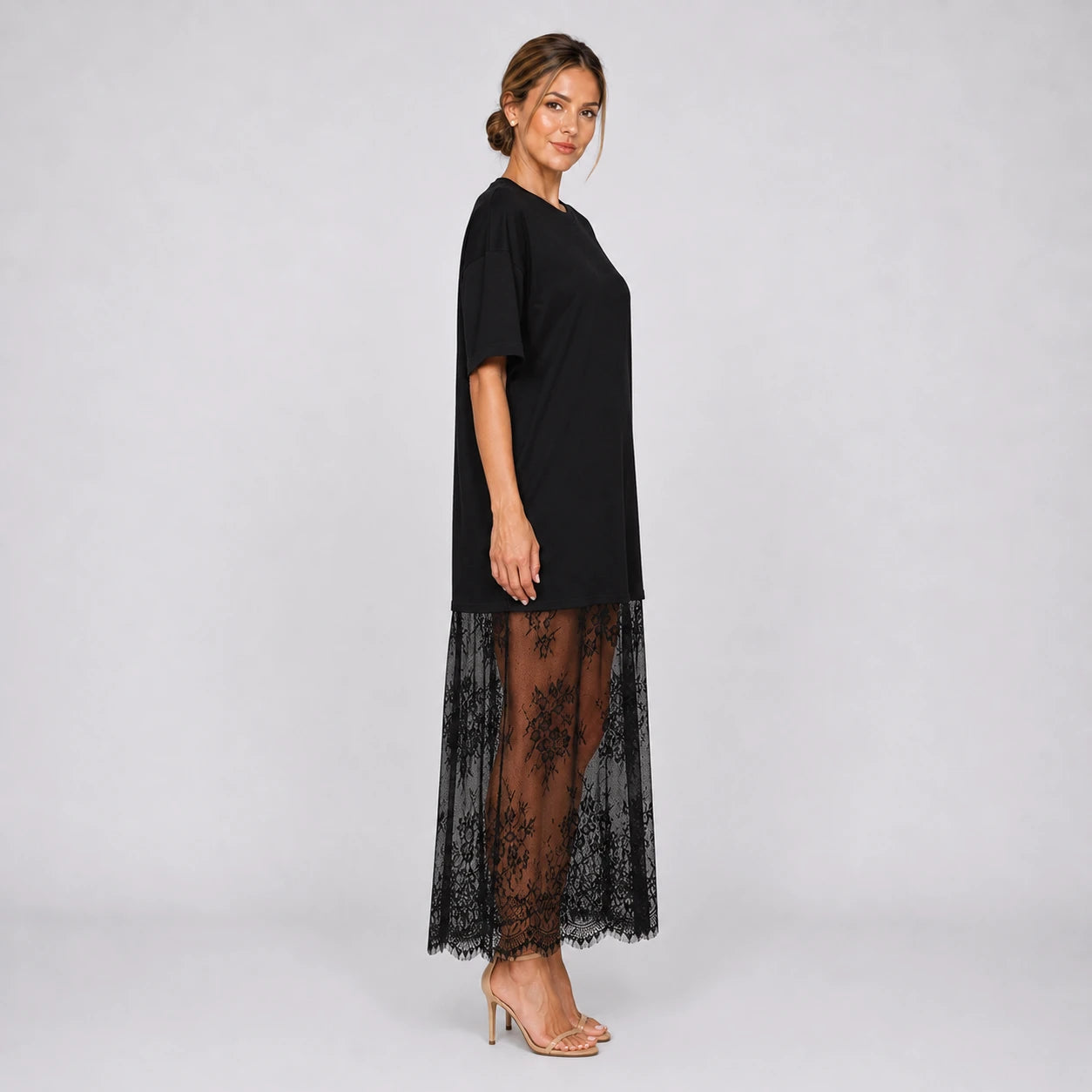 Lace Hem T-Shirt Dress WHD0606056