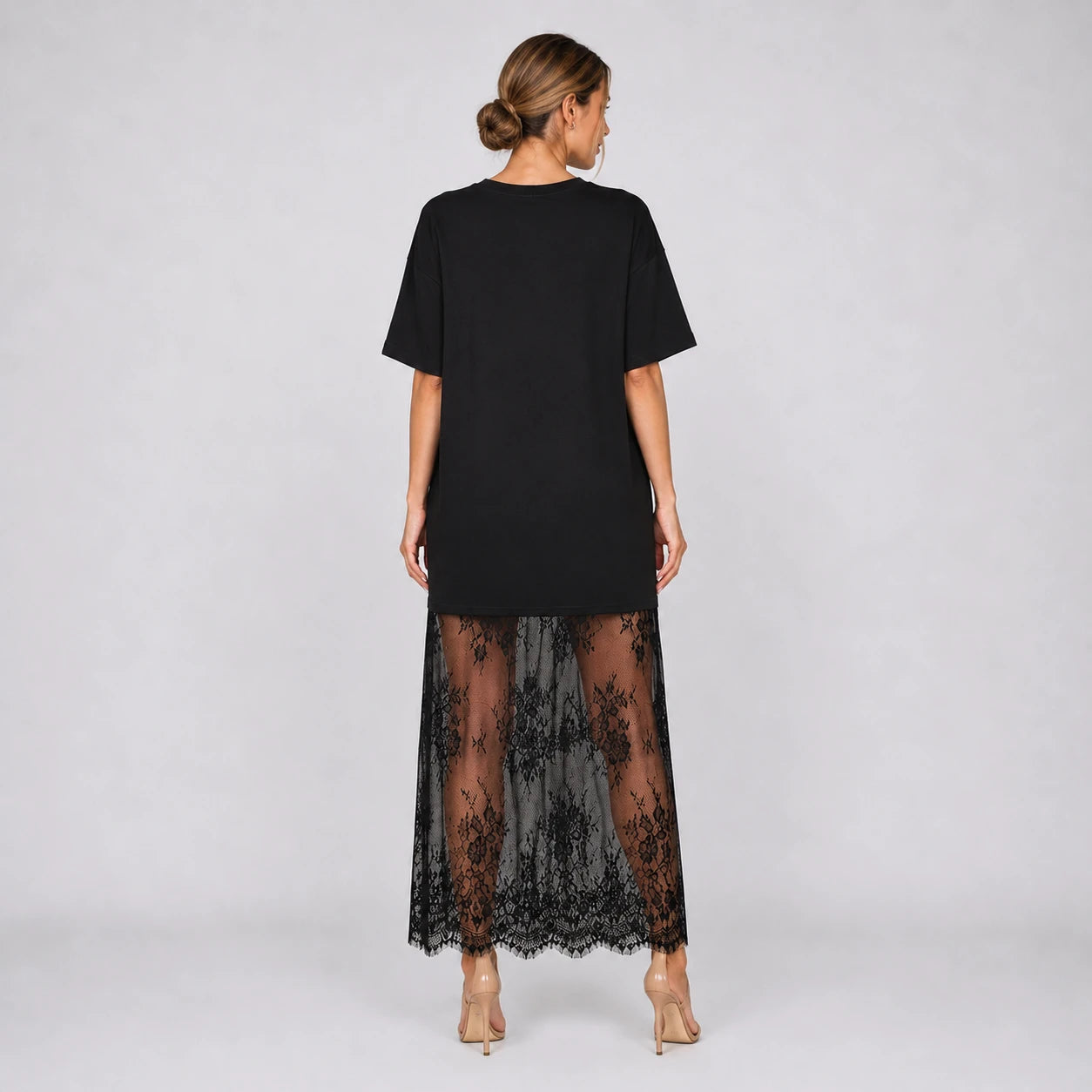 Lace Hem T-Shirt Dress WHD0606056