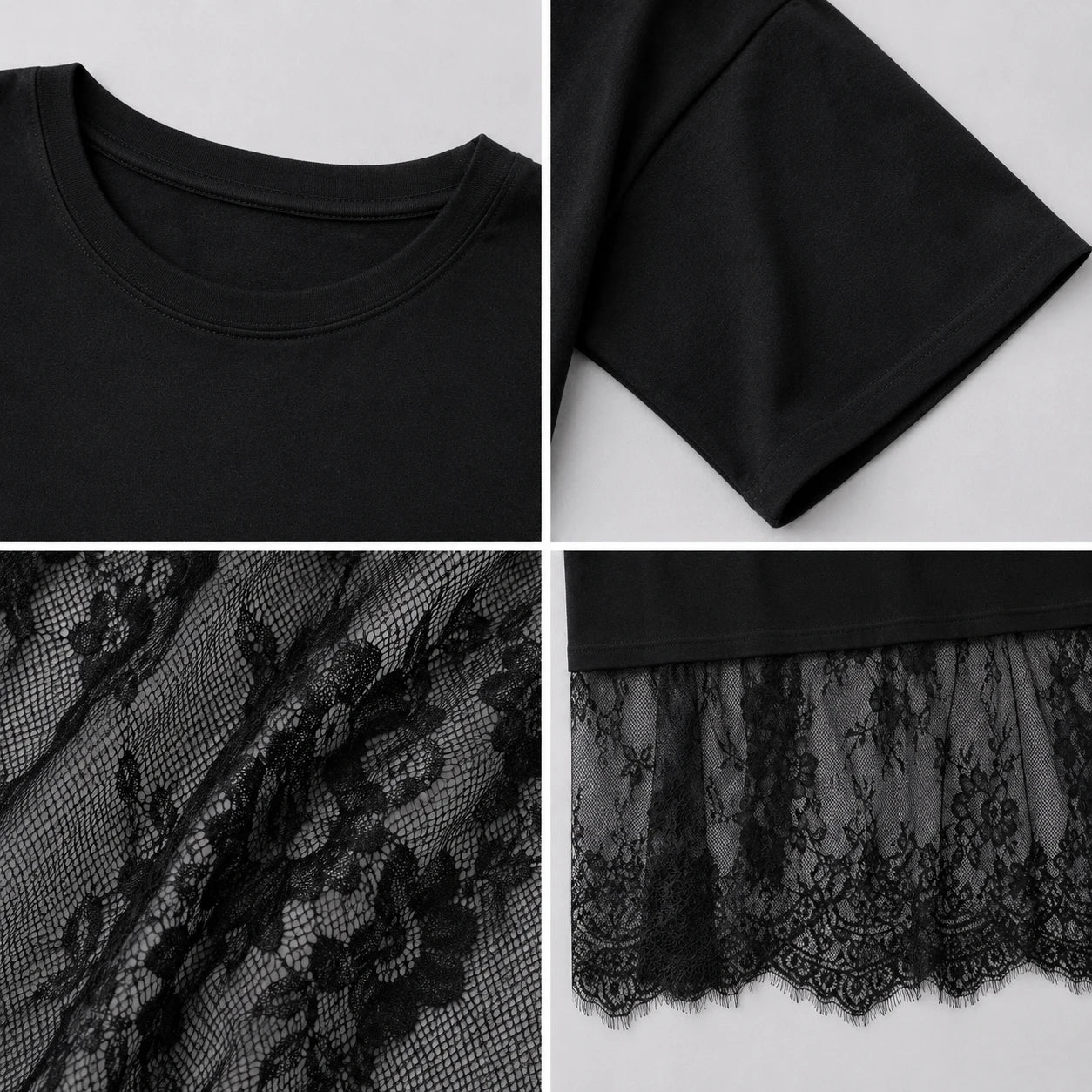 Lace Hem T-Shirt Dress WHD0606056