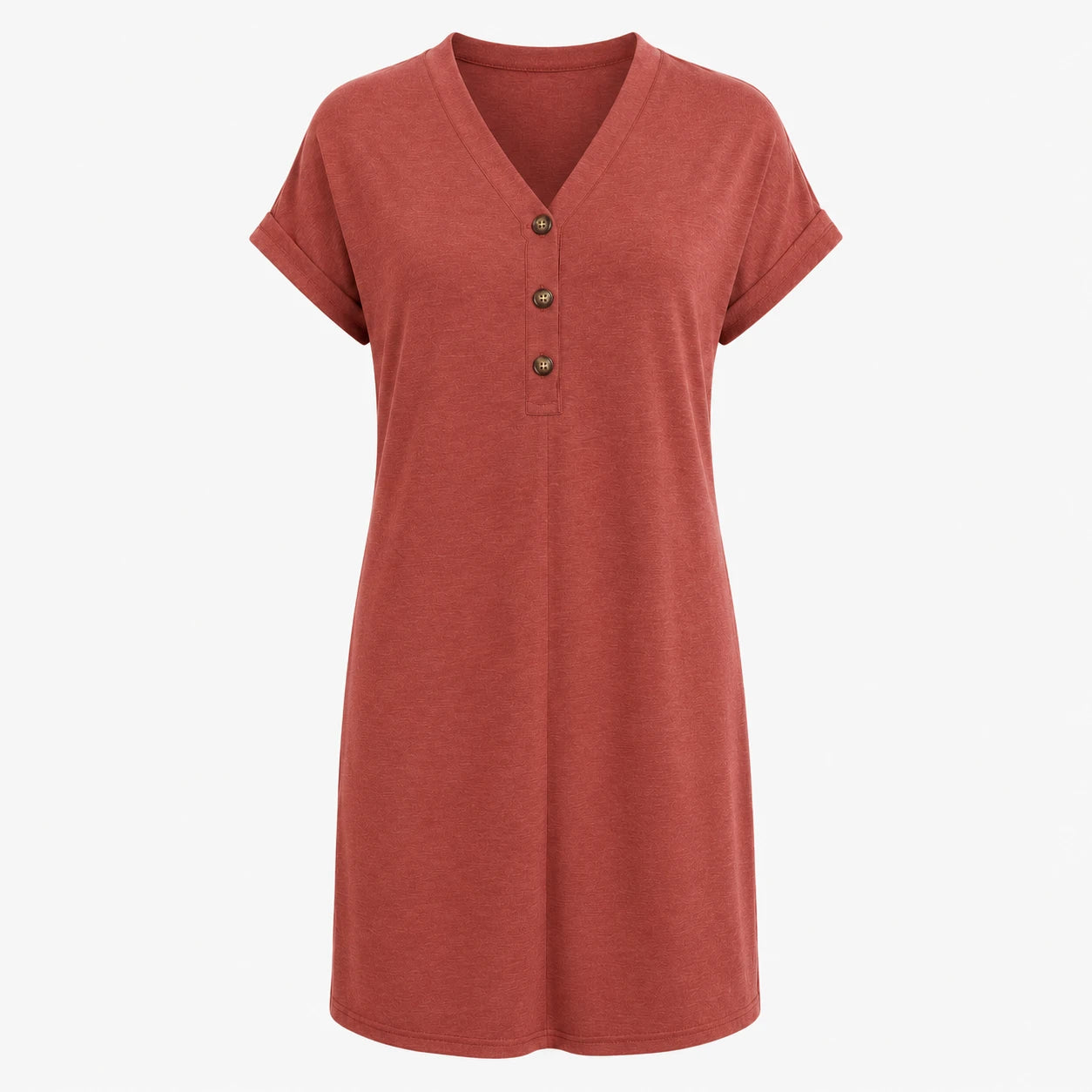 V-Neck Button Tee Dress WHD0606057