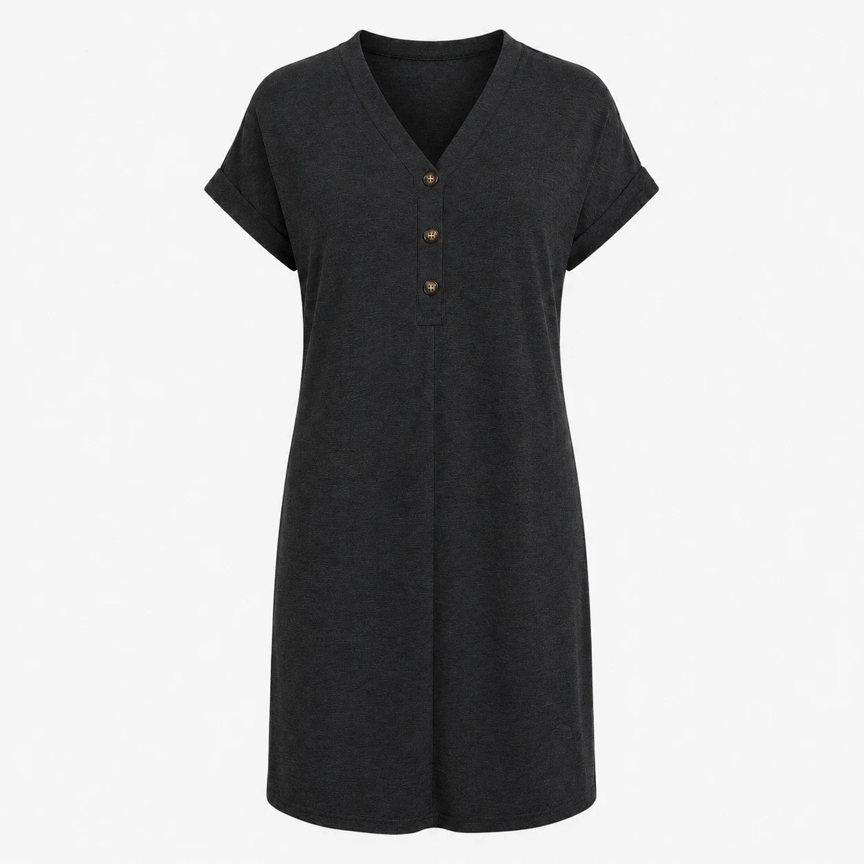 V-Neck Button Tee Dress WHD0606057