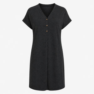 V-Neck Button Tee Dress WHD0606057