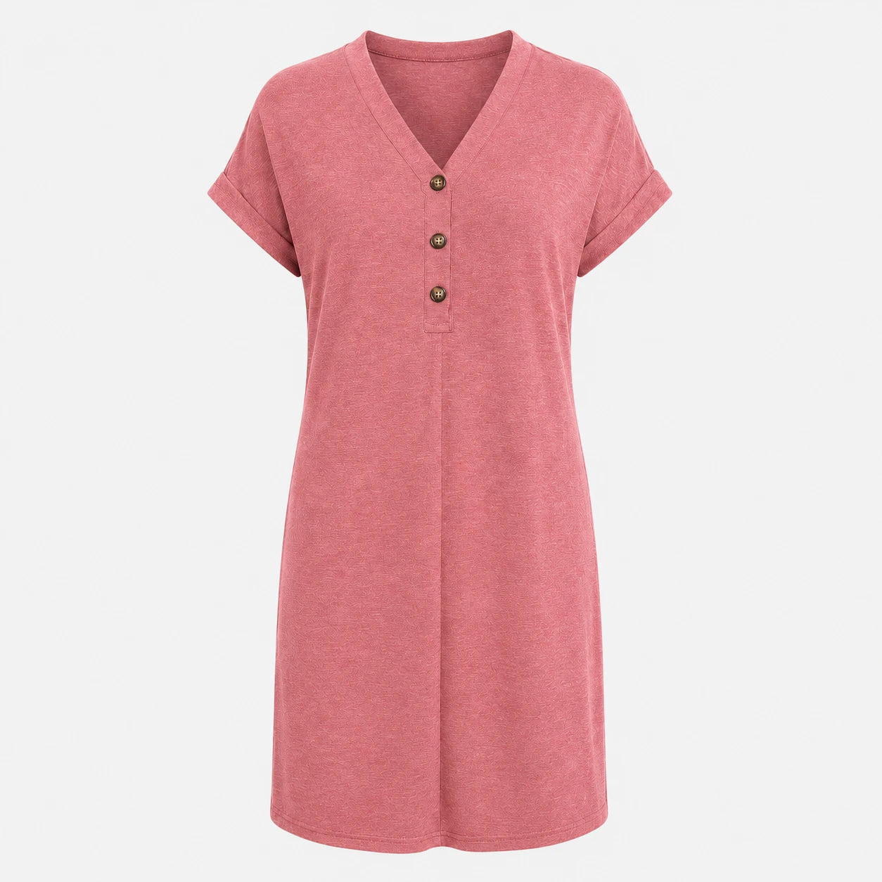 V-Neck Button Tee Dress WHD0606057