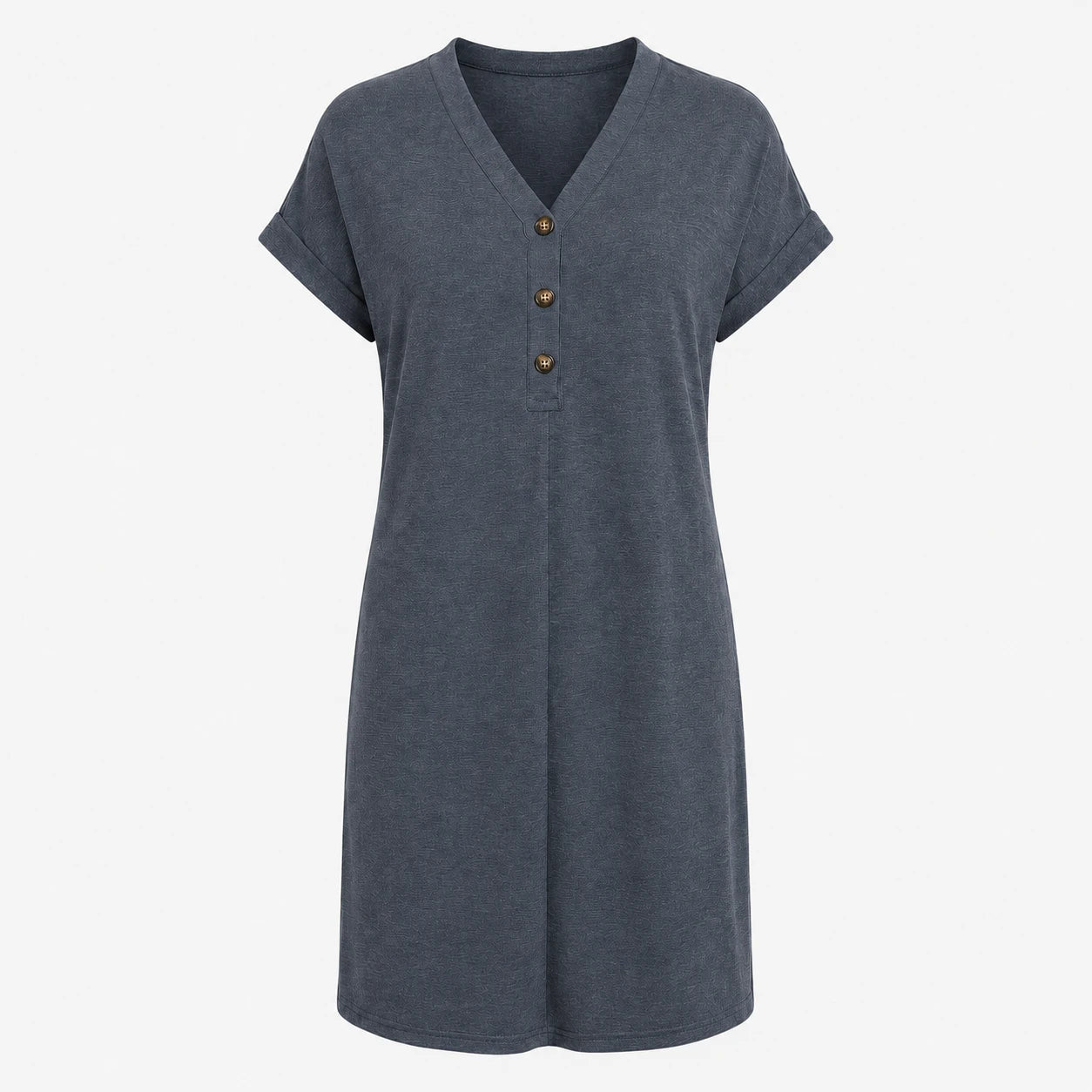 V-Neck Button Tee Dress WHD0606057