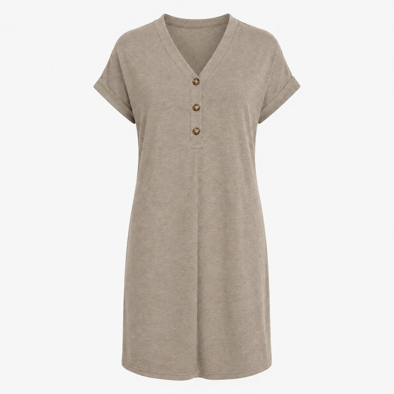 V-Neck Button Tee Dress WHD0606057