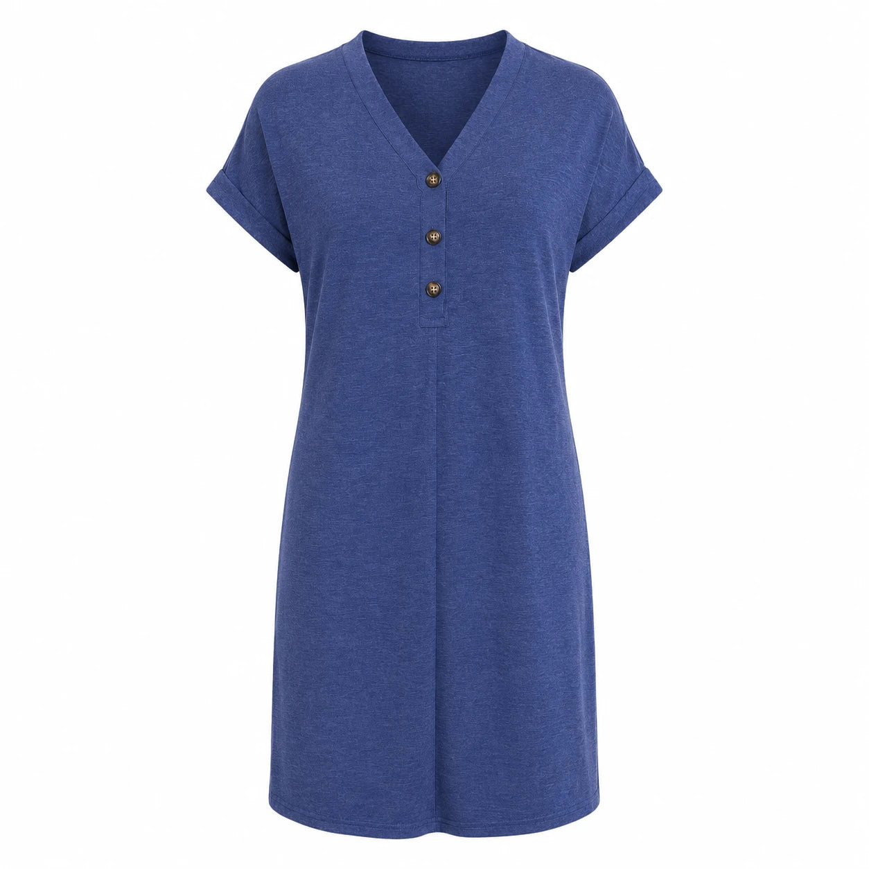 V-Neck Button Tee Dress WHD0606057