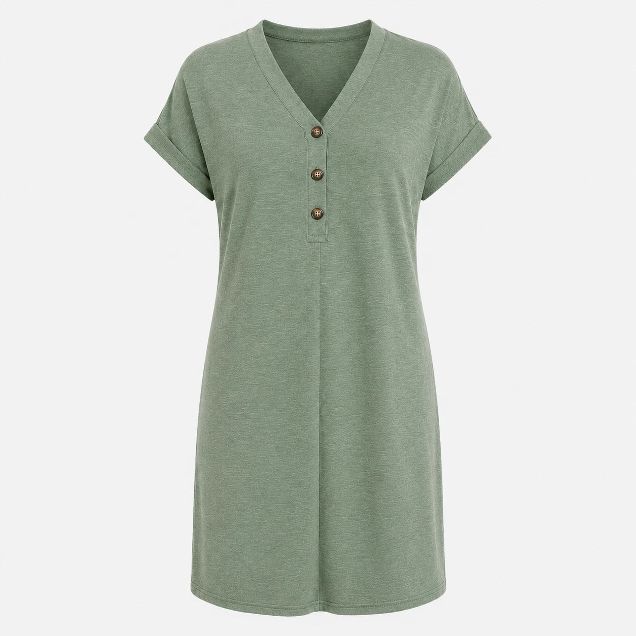 V-Neck Button Tee Dress WHD0606057
