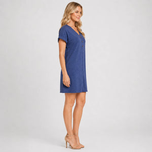V-Neck Button Tee Dress WHD0606057