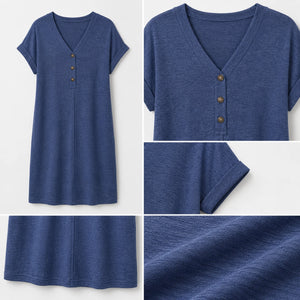 V-Neck Button Tee Dress WHD0606057