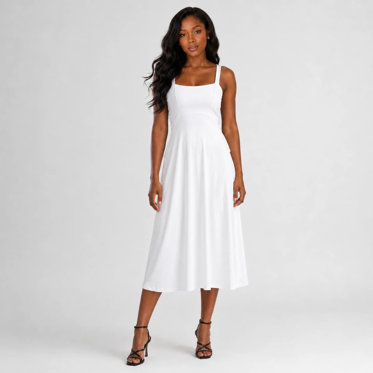 White Tie-Back Midi Dress WHD0606061