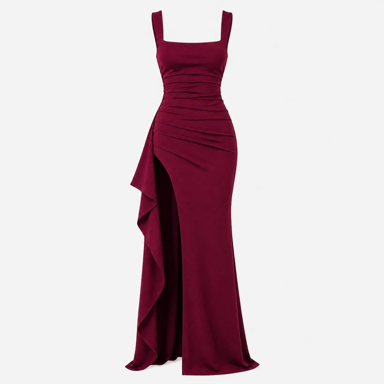 Square Neck Slit Maxi Dress WHD0606062