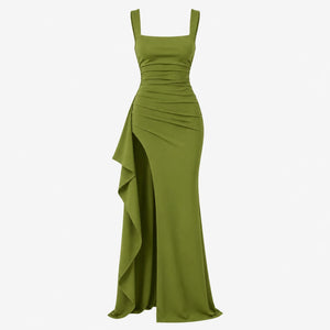Square Neck Slit Maxi Dress WHD0606062