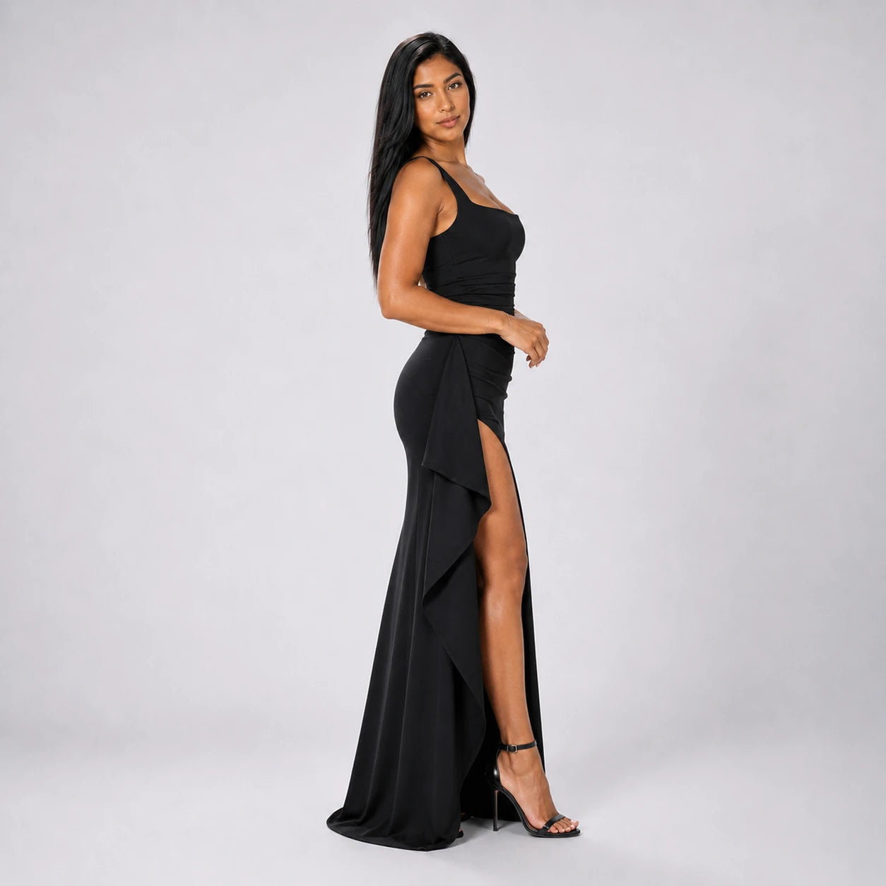 Square Neck Slit Maxi Dress WHD0606062