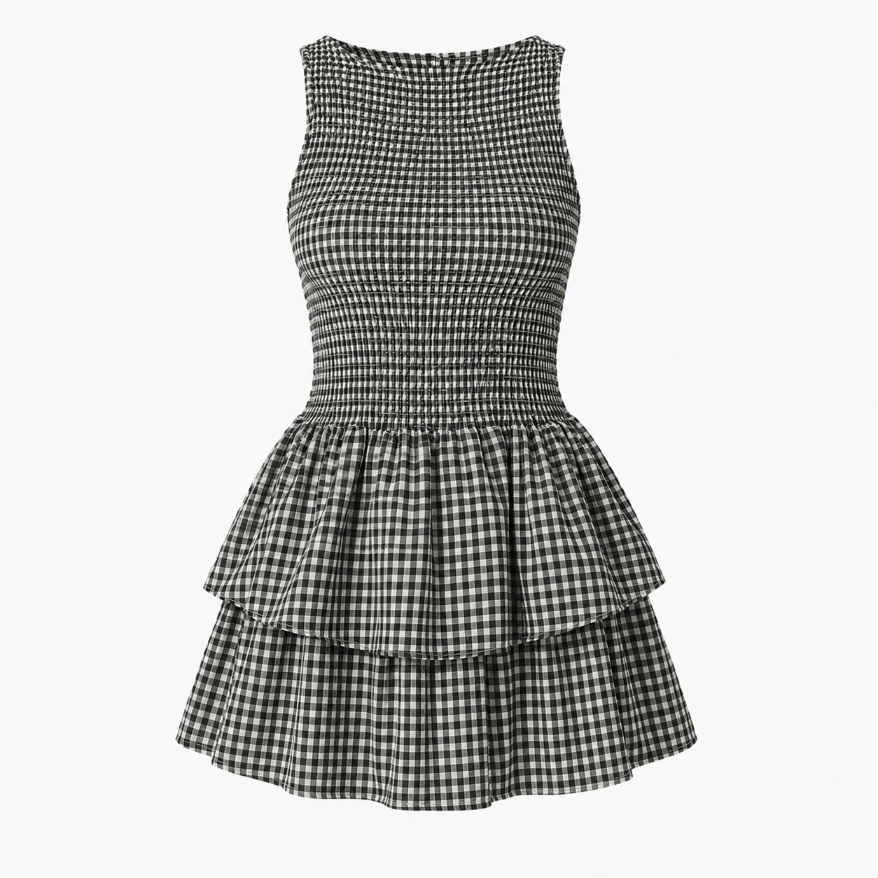 Gingham Smocked Mini Dress WHD0606065