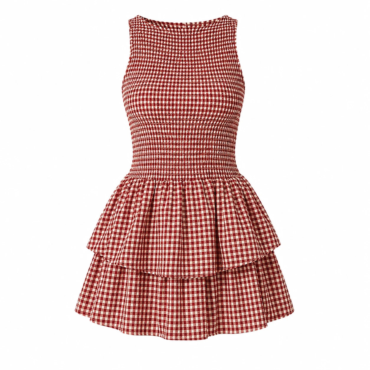 Gingham Smocked Mini Dress WHD0606065