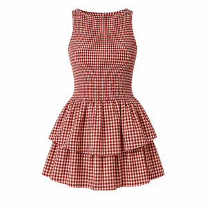 Gingham Smocked Mini Dress WHD0606065