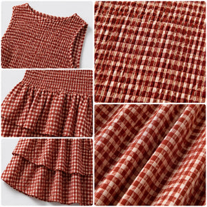 Gingham Smocked Mini Dress WHD0606065