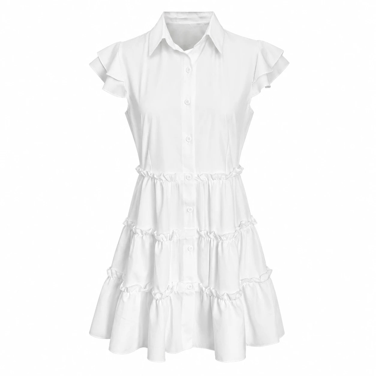 Ruffle Tiered Shirt Dress WHD0606068