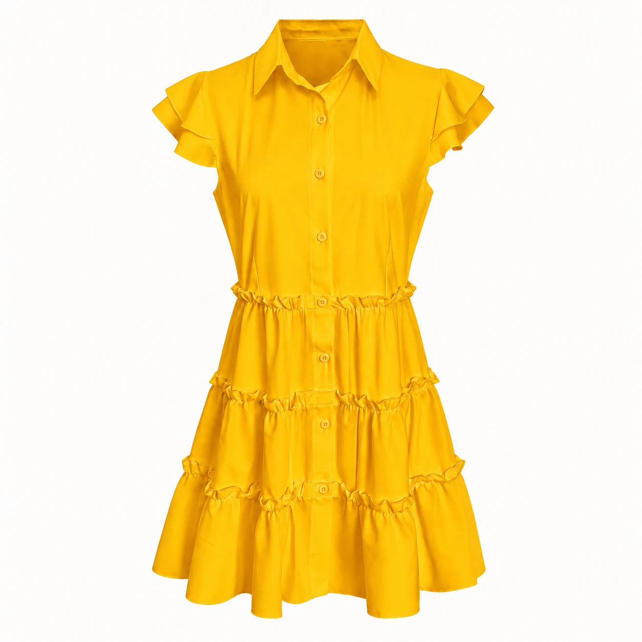 Ruffle Tiered Shirt Dress WHD0606068
