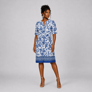 Blue Floral Shift Dress WHD0606070