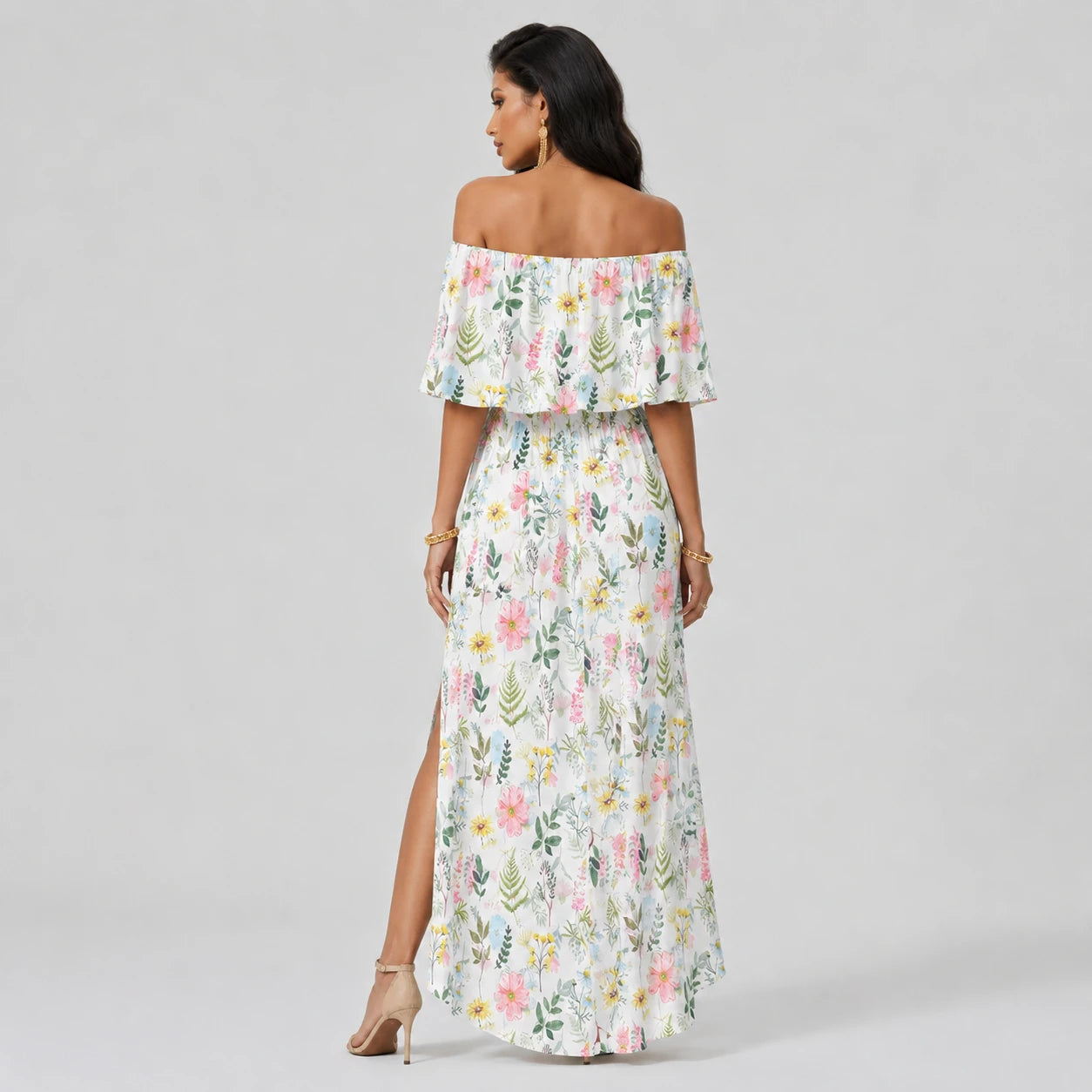 Floral Off-Shoulder Maxi Dress WHD0606072