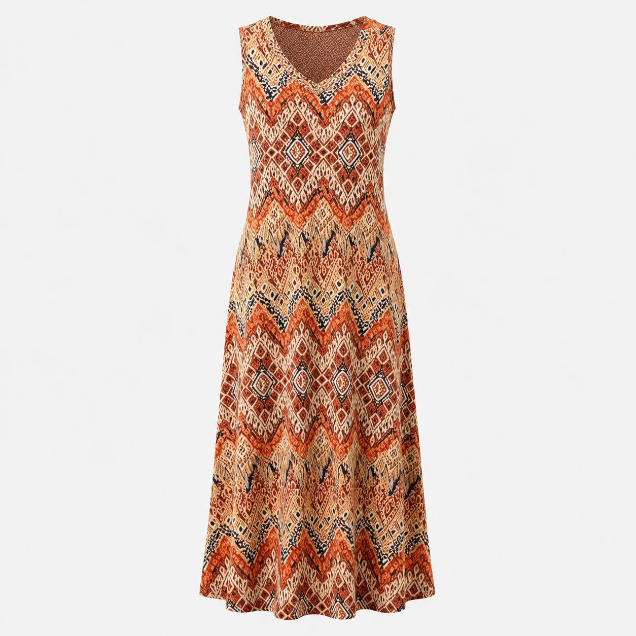 Sleeveless V-Neck Midi Dress WHD0606075