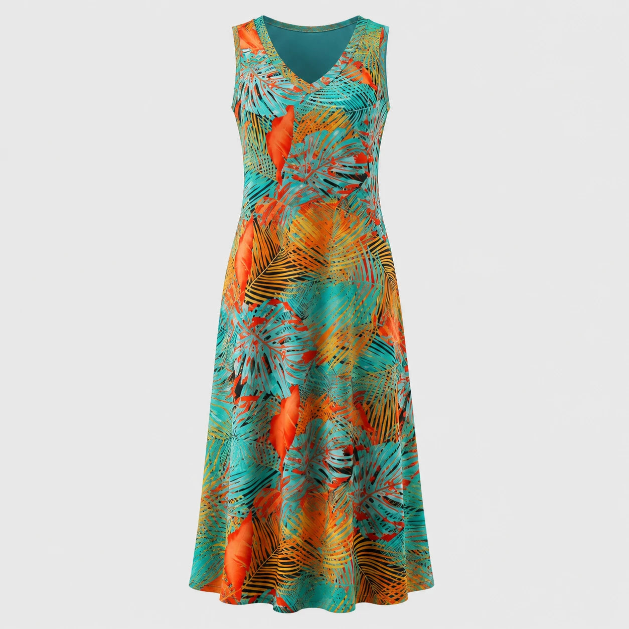Sleeveless V-Neck Midi Dress WHD0606075