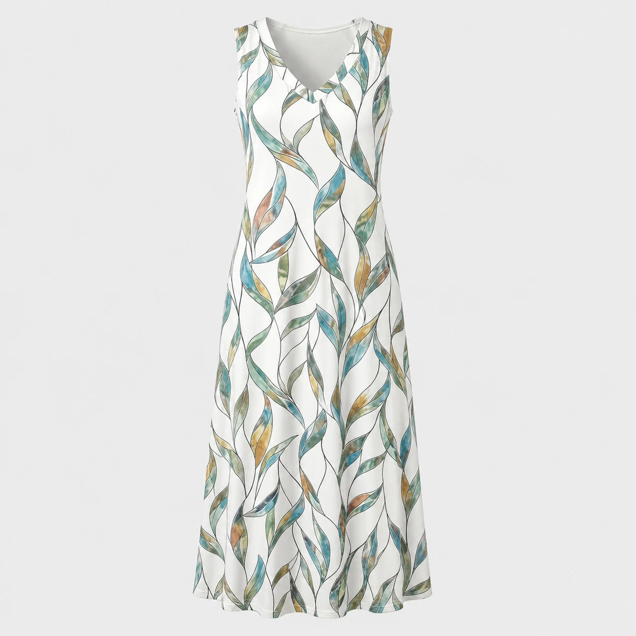 Sleeveless V-Neck Midi Dress WHD0606075