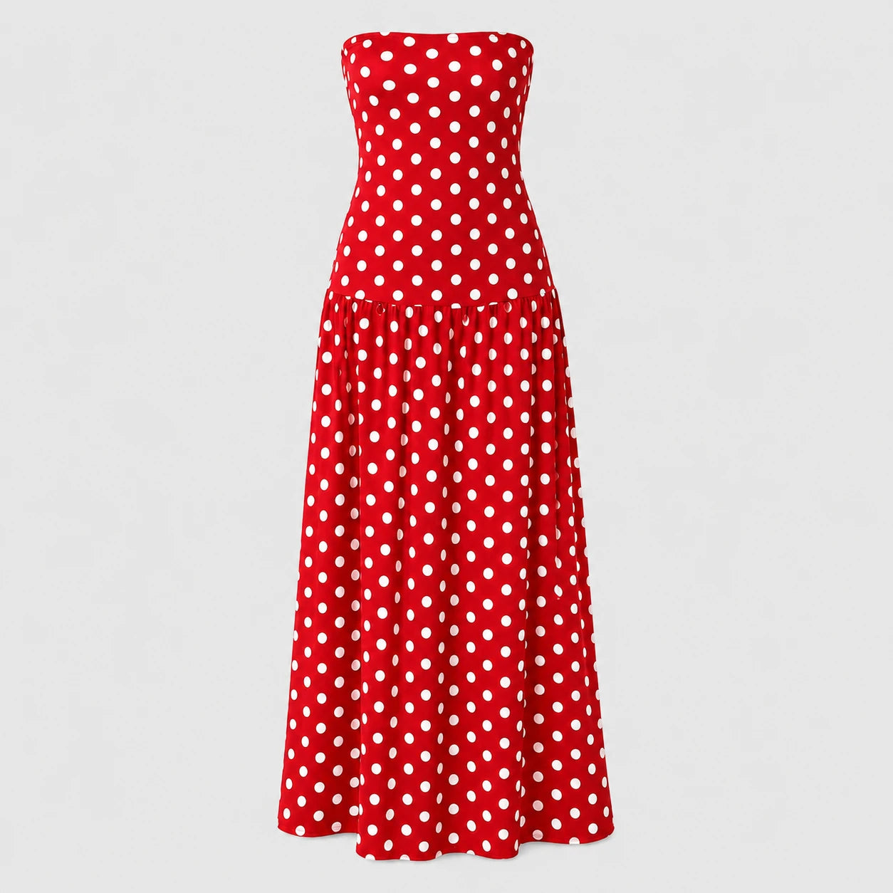 Polka Dot Strapless Maxi Dress WHD0606076