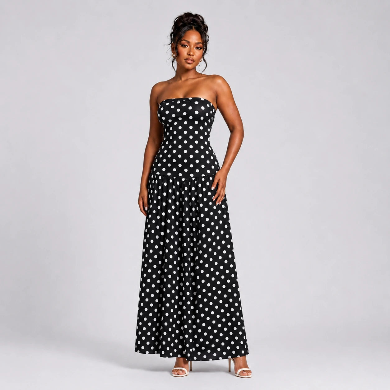 Polka Dot Strapless Maxi Dress WHD0606076