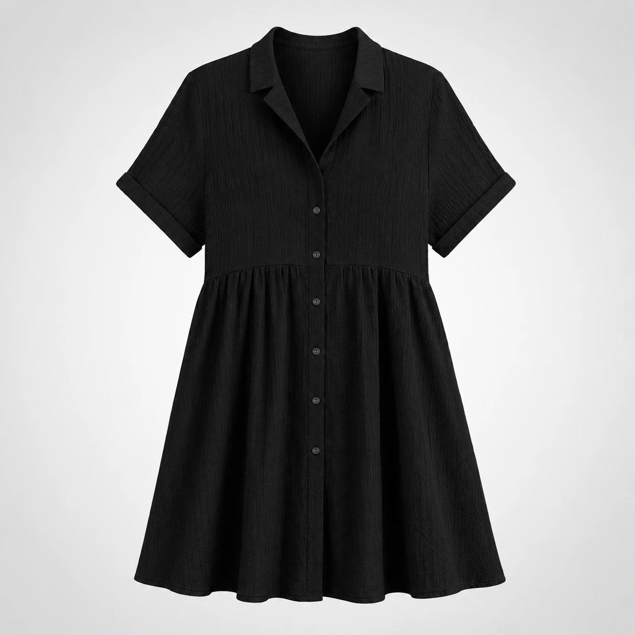 Textured Button Babydoll Dress WHD0606078