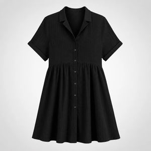 Textured Button Babydoll Dress WHD0606078